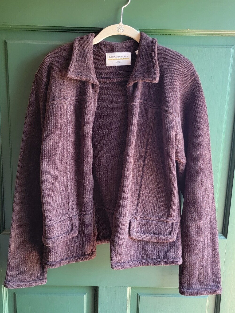 Lisa Nichols Plum Knit Jacket Sz XL
